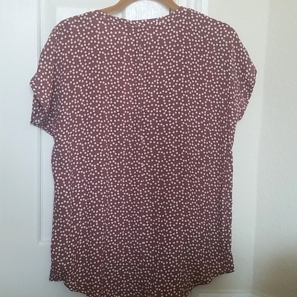 Express Short Sleeve Polka Dot Blouse - Picture 3 of 3